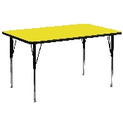 30''W x 72''L Rectangular Yellow HP Laminate Activity Table - Standard Height Adjustable Legs, XU-A3072-REC-YEL-H-A-GG
