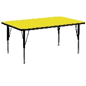 30''W x 72''L Rectangular Yellow HP Laminate Activity Table - Height Adjustable Short Legs, XU-A3072-REC-YEL-H-P-GG