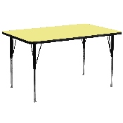 30''W x 72''L Rectangular Yellow Thermal Laminate Activity Table - Standard Height Adjustable Legs, XU-A3072-REC-YEL-T-A-GG