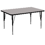 36''W x 72''L Rectangular Grey HP Laminate Activity Table - Height Adjustable Short Legs, XU-A3672-REC-GY-H-P-GG