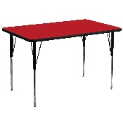 36''W x 72''L Rectangular Red HP Laminate Activity Table - Standard Height Adjustable Legs, XU-A3672-REC-RED-H-A-GG