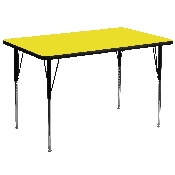 36''W x 72''L Rectangular Yellow HP Laminate Activity Table - Standard Height Adjustable Legs, XU-A3672-REC-YEL-H-A-GG