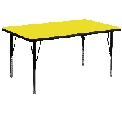 36''W x 72''L Rectangular Yellow HP Laminate Activity Table - Height Adjustable Short Legs, XU-A3672-REC-YEL-H-P-GG