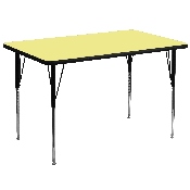 36''W x 72''L Rectangular Yellow Thermal Laminate Activity Table - Standard Height Adjustable Legs, XU-A3672-REC-YEL-T-A-GG