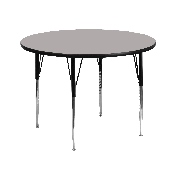 42'' Round Grey HP Laminate Activity Table - Standard Height Adjustable Legs, XU-A42-RND-GY-H-A-GG