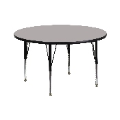 42'' Round Grey HP Laminate Activity Table - Height Adjustable Short Legs, XU-A42-RND-GY-H-P-GG