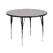 42'' Round Grey Thermal Laminate Activity Table - Standard Height Adjustable Legs, XU-A42-RND-GY-T-A-GG