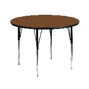 42'' Round Oak HP Laminate Activity Table - Standard Height Adjustable Legs, XU-A42-RND-OAK-H-A-GG