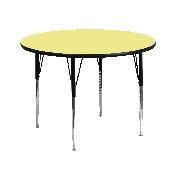 42'' Round Yellow Thermal Laminate Activity Table - Standard Height Adjustable Legs, XU-A42-RND-YEL-T-A-GG