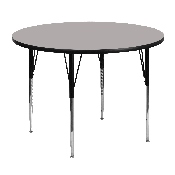 48'' Round Grey HP Laminate Activity Table - Standard Height Adjustable Legs, XU-A48-RND-GY-H-A-GG