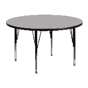 48'' Round Grey HP Laminate Activity Table - Height Adjustable Short Legs, XU-A48-RND-GY-H-P-GG