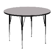 48'' Round Grey Thermal Laminate Activity Table - Standard Height Adjustable Legs, XU-A48-RND-GY-T-A-GG
