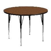 48'' Round Oak HP Laminate Activity Table - Standard Height Adjustable Legs, XU-A48-RND-OAK-H-A-GG