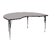 48''W x 72''L Kidney Grey HP Laminate Activity Table - Standard Height Adjustable Legs, XU-A4872-KIDNY-GY-H-A-GG