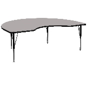 48''W x 72''L Kidney Grey HP Laminate Activity Table - Height Adjustable Short Legs, XU-A4872-KIDNY-GY-H-P-GG