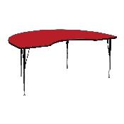 48''W x 72''L Kidney Red HP Laminate Activity Table - Standard Height Adjustable Legs, XU-A4872-KIDNY-RED-H-A-GG