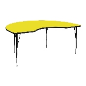 48''W x 72''L Kidney Yellow HP Laminate Activity Table - Standard Height Adjustable Legs, XU-A4872-KIDNY-YEL-H-A-GG