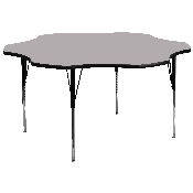 60'' Flower Grey Thermal Laminate Activity Table - Standard Height Adjustable Legs, XU-A60-FLR-GY-T-A-GG