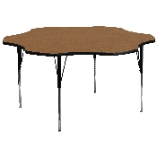 60'' Flower Oak Thermal Laminate Activity Table - Standard Height Adjustable Legs, XU-A60-FLR-OAK-T-A-GG