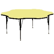 60'' Flower Yellow Thermal Laminate Activity Table - Height Adjustable Short Legs, XU-A60-FLR-YEL-T-P-GG