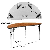 60" Half Circle Wave Flexible Collaborative Oak Thermal Laminate Activity Table - Standard Height Adjustable Legs, XU-A60-HCIRC-OAK-T-A-GG