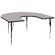 60''W x 66''L Horseshoe Grey Thermal Laminate Activity Table - Standard Height Adjustable Legs, XU-A6066-HRSE-GY-T-A-GG