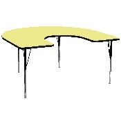 60''W x 66''L Horseshoe Yellow Thermal Laminate Activity Table - Standard Height Adjustable Legs, XU-A6066-HRSE-YEL-T-A-GG
