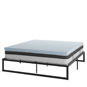 Leo 14 Inch Metal Platform Bed Frame with 10 Inch Pocket Spring Mattress in a Box and 2 Inch Cool Gel Memory Foam Topper - King, XU-BD10-10PSM2M35-K-GG