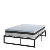 Leo 14 Inch Metal Platform Bed Frame with 10 Inch Pocket Spring Mattress in a Box and 2 Inch Cool Gel Memory Foam Topper - Queen, XU-BD10-10PSM2M35-Q-GG