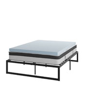 Leo 14 Inch Metal Platform Bed Frame with 10 Inch Pocket Spring Mattress in a Box and 3 inch Cool Gel Memory Foam Topper - Queen, XU-BD10-10PSM3M35-Q-GG