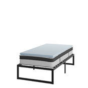 Leo 14 Inch Metal Platform Bed Frame with 10 Inch Pocket Spring Mattress in a Box and 2 Inch Cool Gel Memory Foam Topper-Twin, XU-BD10-10PSM3M35-T-GG