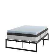 Leo 14 Inch Metal Platform Bed Frame with 12 Inch Pocket Spring Mattress in a Box and 2 Inch Cool Gel Memory Foam Topper - Full, XU-BD10-12PSM2M35-F-GG