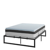 Leo 14 Inch Metal Platform Bed Frame with 12 Inch Pocket Spring Mattress in a Box and 2 Inch Cool Gel Memory Foam Topper - Queen, XU-BD10-12PSM2M35-Q-GG