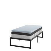 Leo 14 Inch Metal Platform Bed Frame with 12 Inch Pocket Spring Mattress in a Box and 2 Inch Cool Gel Memory Foam Topper - Twin, XU-BD10-12PSM2M35-T-GG