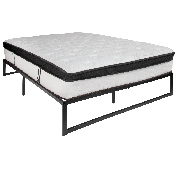 14 Inch Metal Platform Bed Frame with 12 Inch Memory Foam Pocket Spring Mattress in a Box (No Box Spring Required) - Queen, XU-BD10001-12MFM-Q-GG