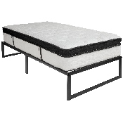 14 Inch Metal Platform Bed Frame with 12 Inch Memory Foam Pocket Spring Mattress in a Box (No Box Spring Required) - Twin, XU-BD10001-12MFM-T-GG