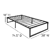 14 Inch Metal Platform Bed Frame with 12 Inch Memory Foam Pocket Spring Mattress in a Box (No Box Spring Required) - Twin, XU-BD10001-12MFM-T-GG