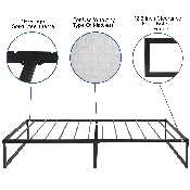 14 Inch Metal Platform Bed Frame with 12 Inch Memory Foam Pocket Spring Mattress in a Box (No Box Spring Required) - Twin, XU-BD10001-12MFM-T-GG