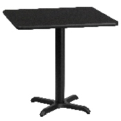 24'' Square Black Laminate Table Top with 22'' x 22'' Table Height Base, XU-BLKTB-2424-T2222-GG