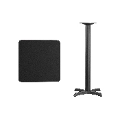 24'' Square Black Laminate Table Top with 22'' x 22'' Bar Height Table Base, XU-BLKTB-2424-T2222B-GG