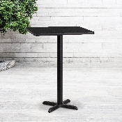24'' Square Black Laminate Table Top with 22'' x 22'' Bar Height Table Base, XU-BLKTB-2424-T2222B-GG