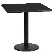 24'' Square Black Laminate Table Top with 18'' Round Table Height Base, XU-BLKTB-2424-TR18-GG