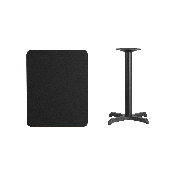 24'' x 30'' Rectangular Black Laminate Table Top with 22'' x 22'' Table Height Base, XU-BLKTB-2430-T2222-GG