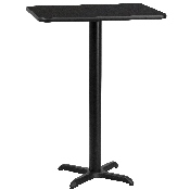 24'' x 30'' Rectangular Black Laminate Table Top with 22'' x 22'' Bar Height Table Base, XU-BLKTB-2430-T2222B-GG