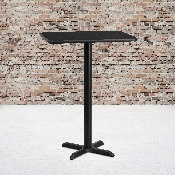 24'' x 30'' Rectangular Black Laminate Table Top with 22'' x 22'' Bar Height Table Base, XU-BLKTB-2430-T2222B-GG