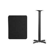 24'' x 30'' Rectangular Black Laminate Table Top with 22'' x 22'' Bar Height Table Base, XU-BLKTB-2430-T2222B-GG