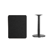 24'' x 30'' Rectangular Black Laminate Table Top with 18'' Round Table Height Base, XU-BLKTB-2430-TR18-GG