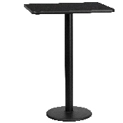 24'' x 30'' Rectangular Black Laminate Table Top with 18'' Round Bar Height Table Base, XU-BLKTB-2430-TR18B-GG