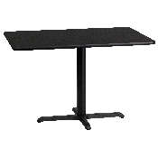 24'' x 42'' Rectangular Black Laminate Table Top with 23.5'' x 29.5'' Table Height Base, XU-BLKTB-2442-T2230-GG