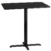 24'' x 42'' Rectangular Black Laminate Table Top with 23.5'' x 29.5'' Bar Height Table Base, XU-BLKTB-2442-T2230B-GG